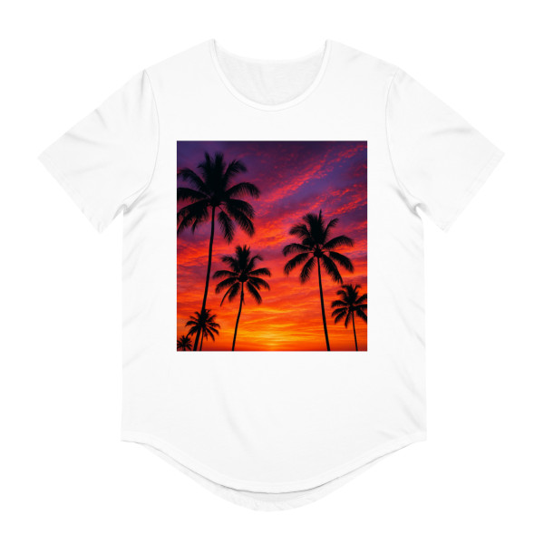 Electric Sunset Vibes - Men's Jersey Curved Hem Tee