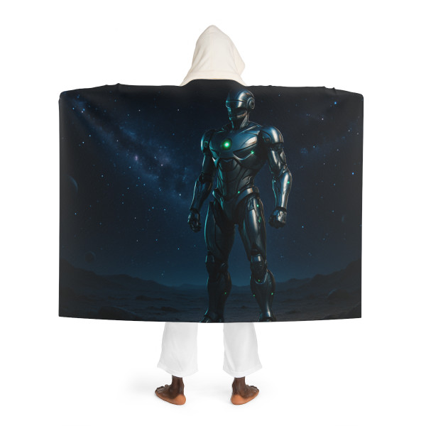 Galactic Guardian Bot - Hooded Sherpa Fleece Blanket