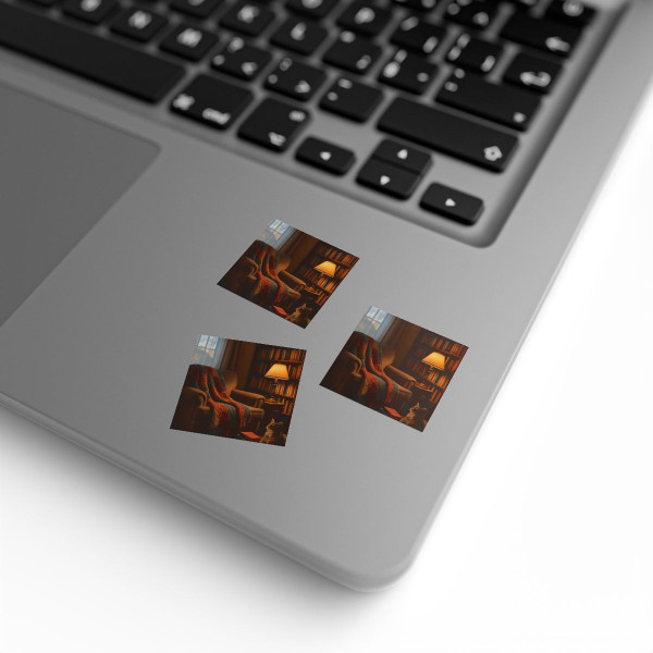 Whimsical Reading Retreat - Square Sticker Label Rolls