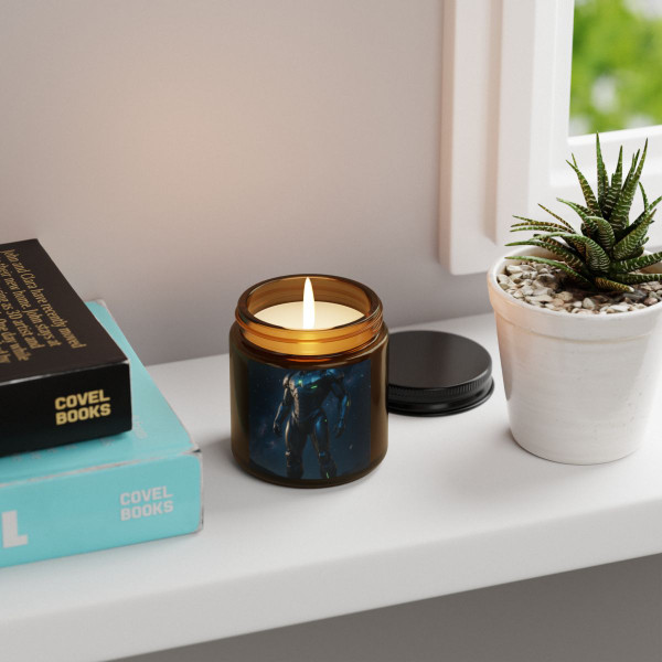 Galactic Guardian Bot - Scented Soy Candle (Multi-Size, Amber Jar)