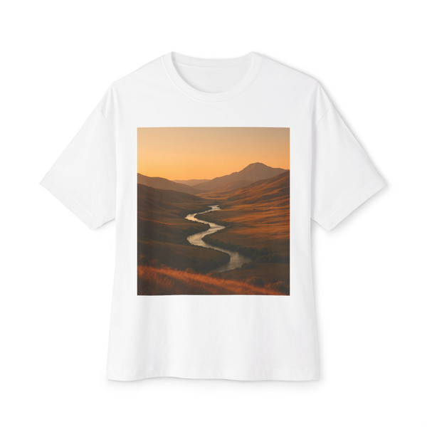 Golden Hour Valley - Unisex Oversized Boxy Tee