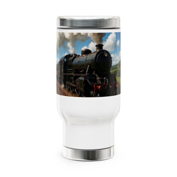 Steam Era Adventure - Stainless Steel Travel Mug with Handle, 14oz