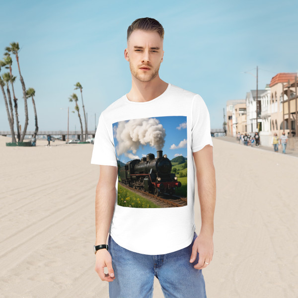 Steam Era Adventure - Men's Jersey Curved Hem Tee