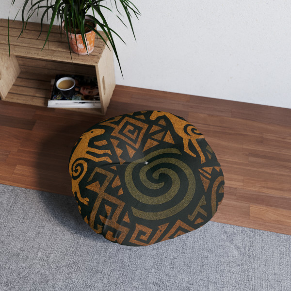 Echoes of Ancestors - Tufted Floor Pillow, Round