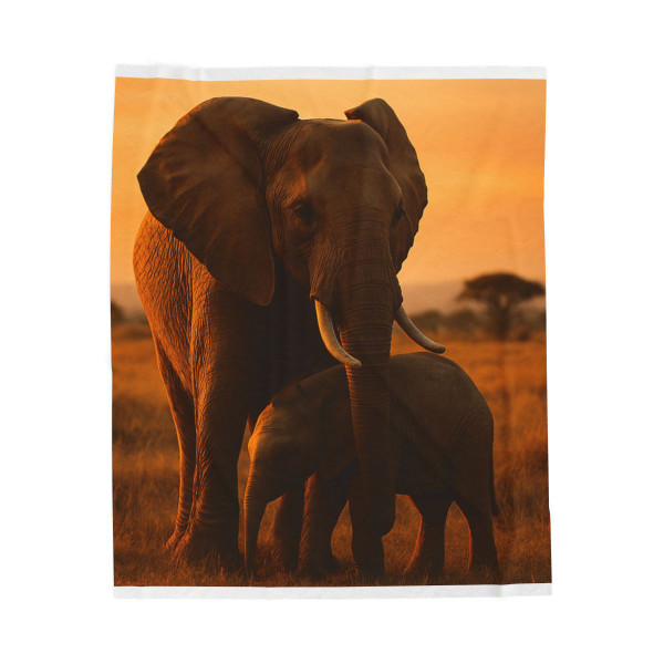 Majestic Elephant Guardian - Velveteen Plush Blanket