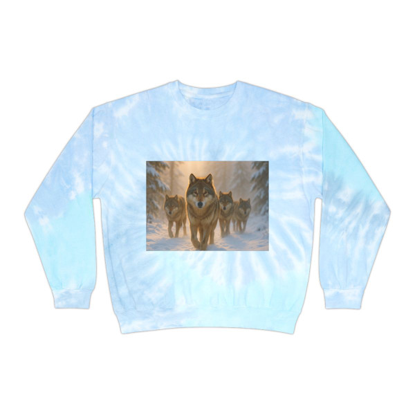 Serene Wolf Pack - Unisex Tie-Dye Sweatshirt