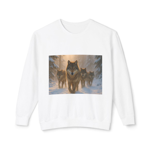 Serene Wolf Pack - Unisex Lightweight Crewneck Sweatshirt
