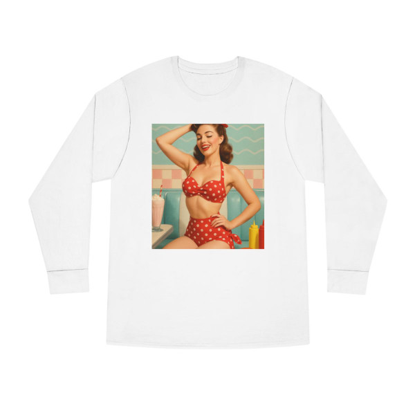 Pin-Up Paradise - Long Sleeve Crewneck Tee Pin-Up Paradise - Long Sleeve Crewneck Tee