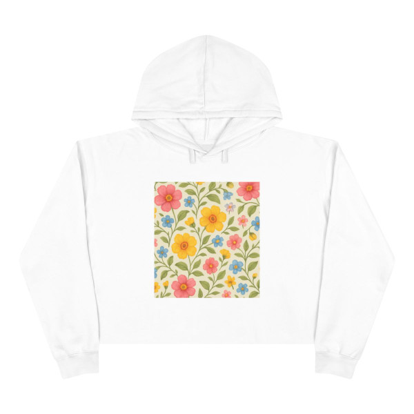 Whimsical Floral Waltz - Crop Hoodie