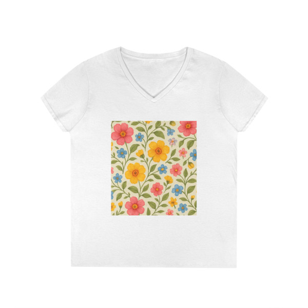 Whimsical Floral Waltz - Ladies' V-Neck T-Shirt