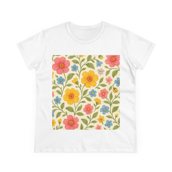 Whimsical Floral Waltz - Women's Midweight Cotton Tee