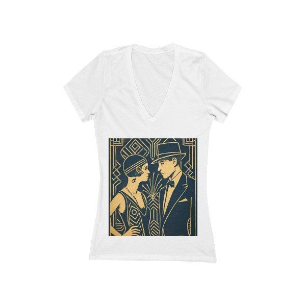 Gatsby Glamour Nights - Women's Jersey Short Sleeve Deep V-Neck Tee