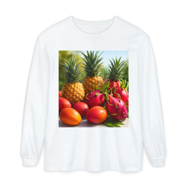Tropical Fruit Fiesta - Unisex Garment-dyed Long Sleeve T-Shirt