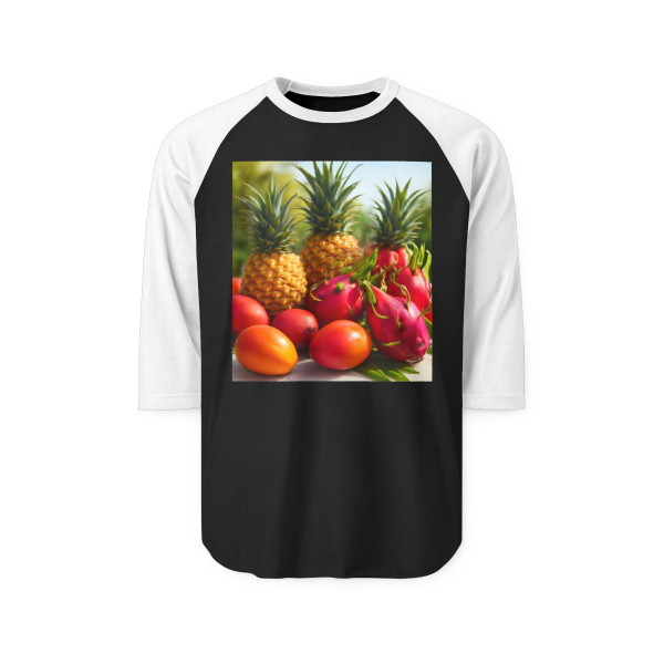 Tropical Fruit Fiesta - Unisex Three-Quarter Sleeve Raglan Shirt