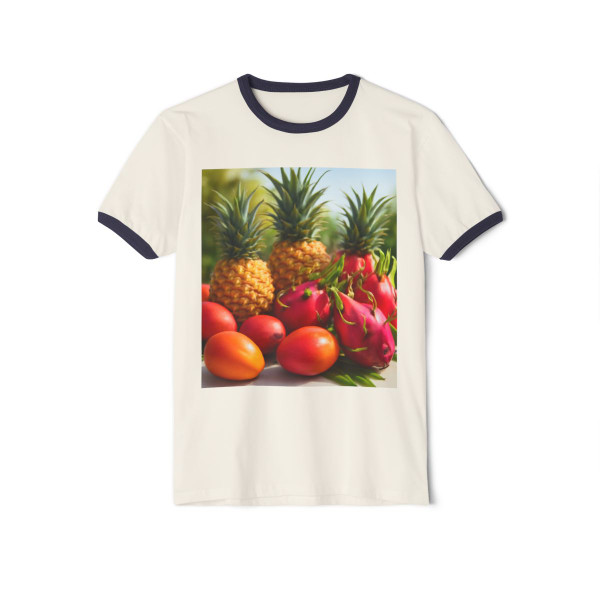 Tropical Fruit Fiesta - Unisex Cotton Ringer T-Shirt
