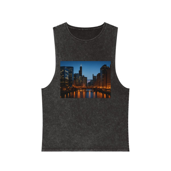 Chicago River Reflections - Unisex Stonewash Tank Top