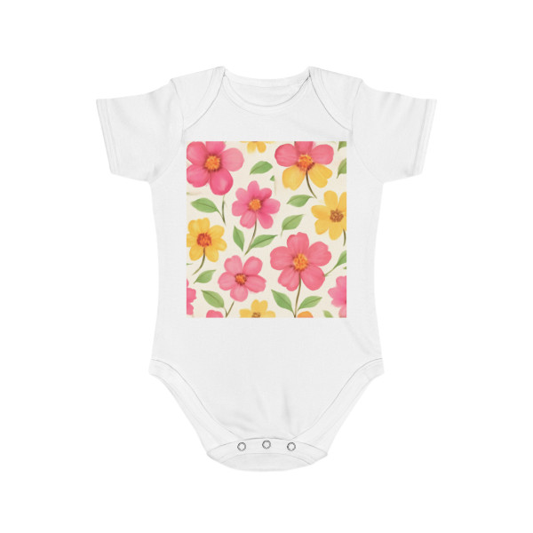 Whimsical Garden Blooms - Short Sleeve Baby Bodysuit