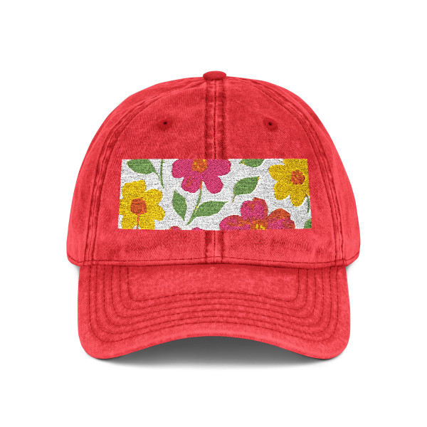 Whimsical Garden Blooms - Vintage Cap (Embroidery)