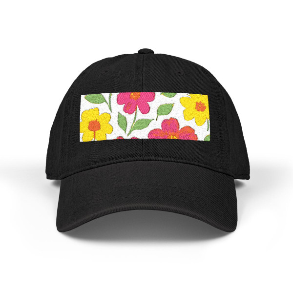 Whimsical Garden Blooms - Denim Hat (Embroidery)