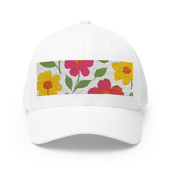 Whimsical Garden Blooms - Closed-Back Structured Cap (Embroidery)