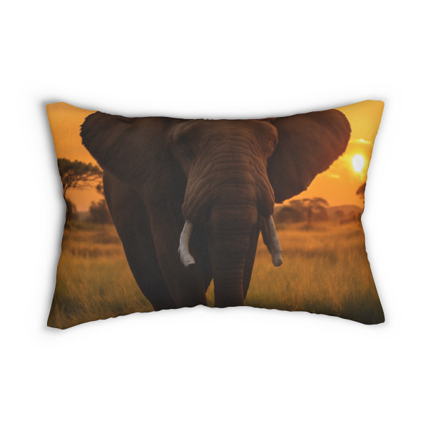 Gentle Giant Elephant - Spun Polyester Lumbar Pillow