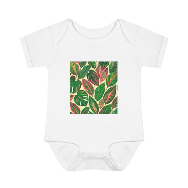 Tropical Leaf Symphony - Infant Baby Rib Bodysuit