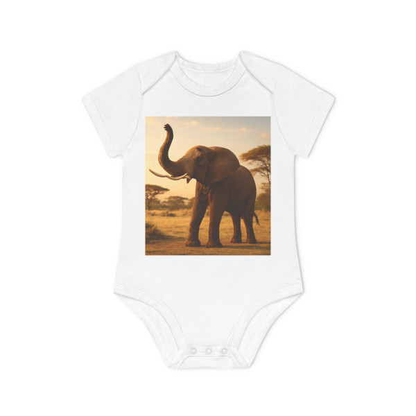 Graceful Elephant Dance - Baby Organic Short Sleeve Bodysuit