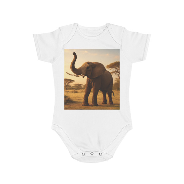 Graceful Elephant Dance - Short Sleeve Baby Bodysuit