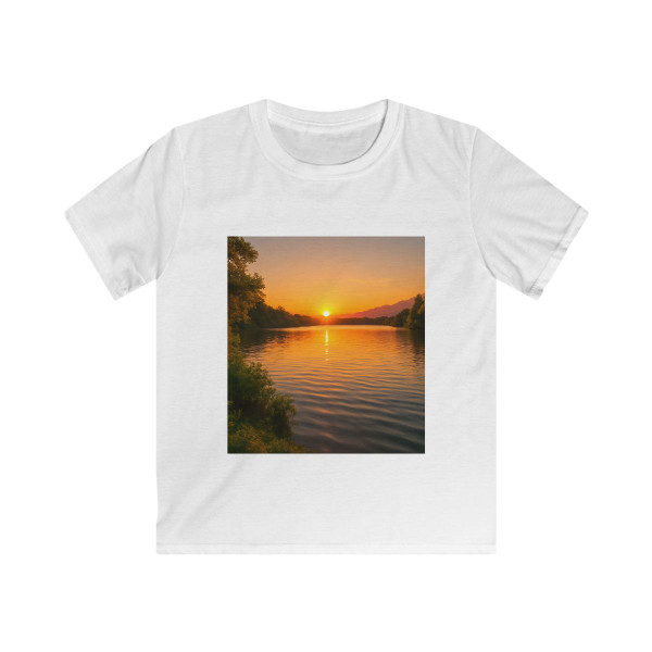 Golden Hour Over Lake - Kids Softstyle Tee