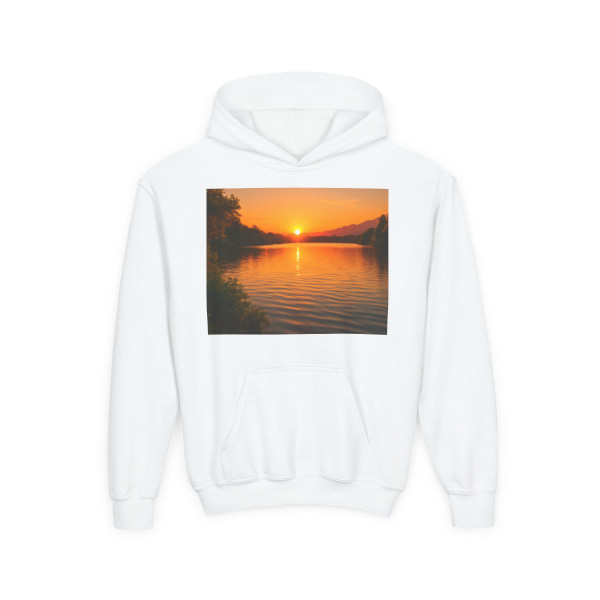 Golden Hour Over Lake - Youth Heavy Blend Hooded Sweatshirt