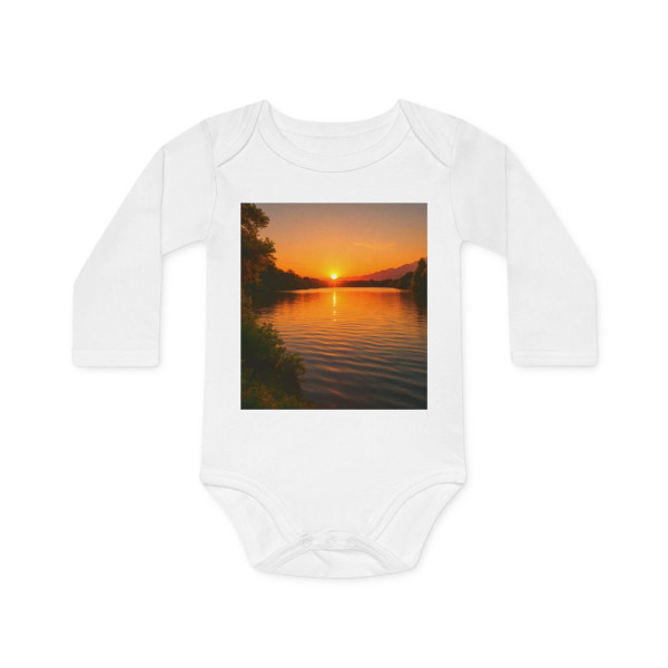 Golden Hour Over Lake - Baby Long-Sleeve Organic Bodysuit