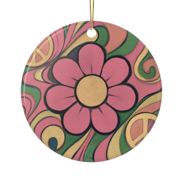 Groovy Flower Power - Ceramic Ornaments, 2-Side Print