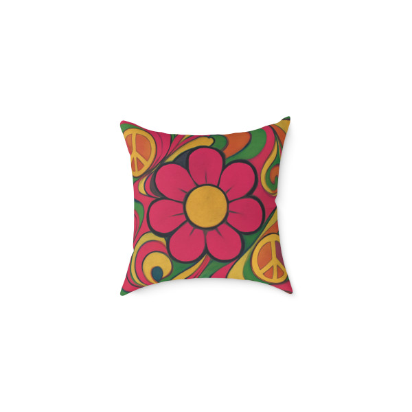 Groovy Flower Power - Square Poly Canvas Pillow