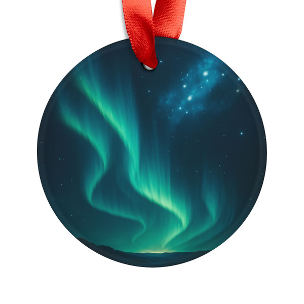 Galactic Aurora Waves - Acrylic Ornament with Ribbon
