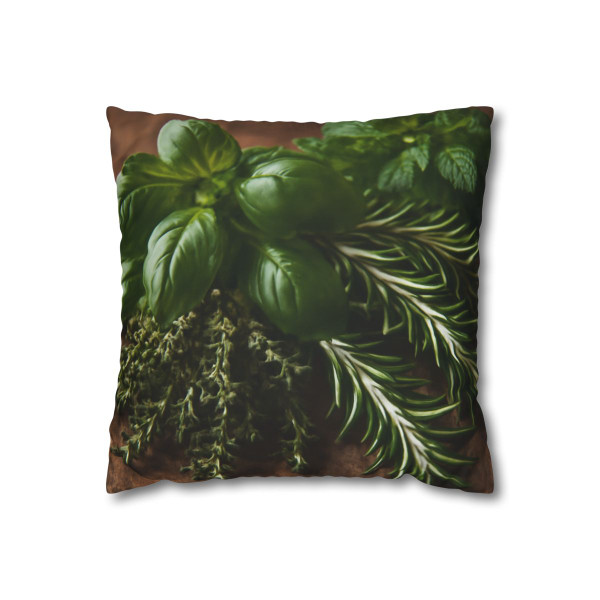 Garden Herb Symphony - Square Poly Canvas Pillowcase