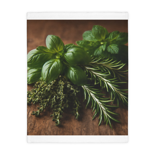 Garden Herb Symphony - Velveteen Microfiber Blanket (Two-sided print)