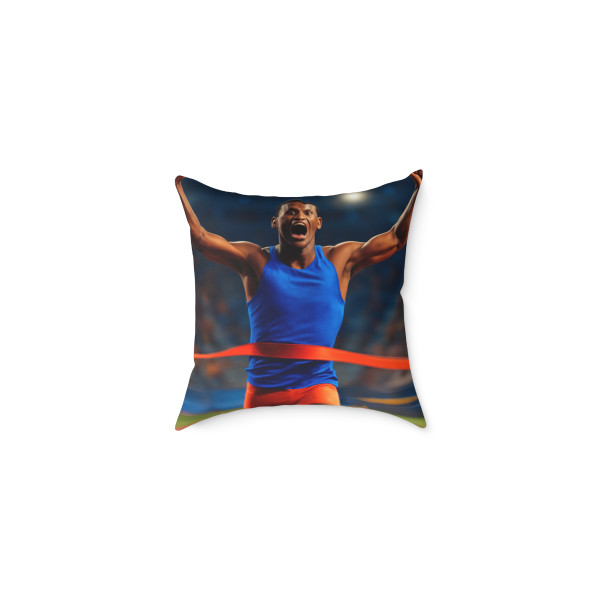 Victory Sprint Moment - Square Poly Canvas Pillow