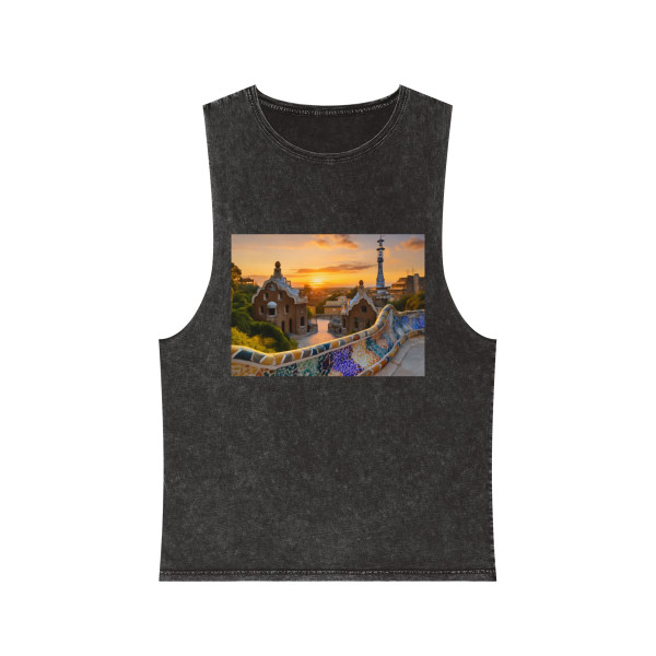 Barcelona Mosaic Dreams - Unisex Stonewash Tank Top
