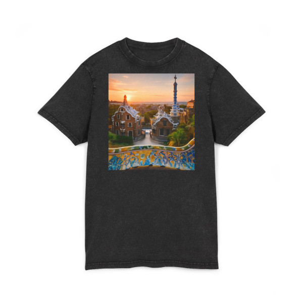 Barcelona Mosaic Dreams - Acid Washed Round Neck Tee