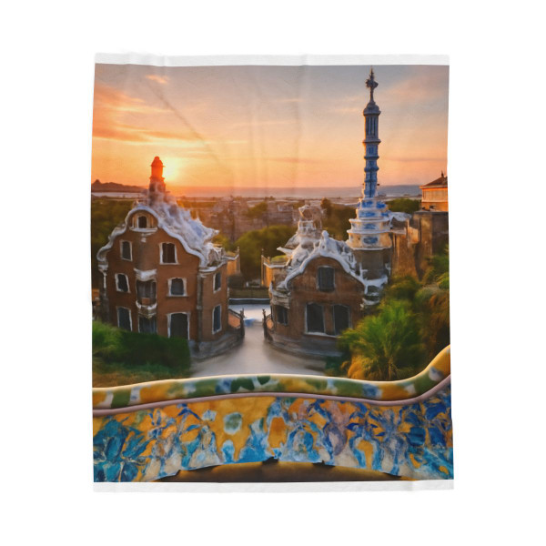 Barcelona Mosaic Dreams - Velveteen Plush Blanket