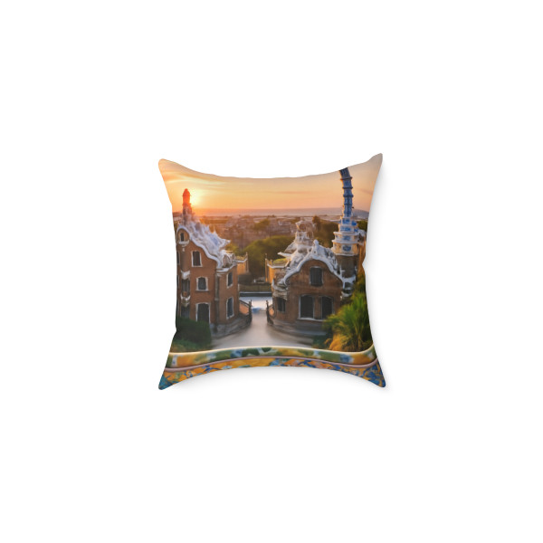 Barcelona Mosaic Dreams - Square Poly Canvas Pillow