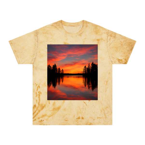 Sunset Over Tranquil Lake - Unisex Color Blast T-Shirt
