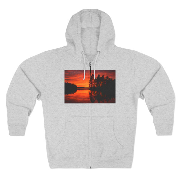 Sunset Over Tranquil Lake - Unisex Zip Hoodie