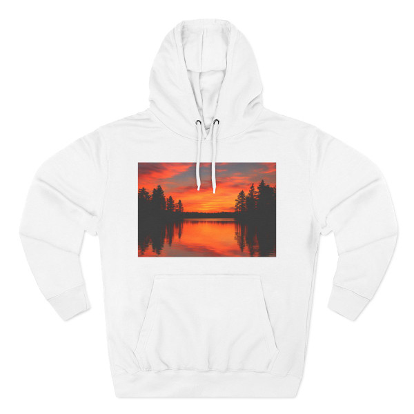 Sunset Over Tranquil Lake - Three-Panel Fleece Hoodie