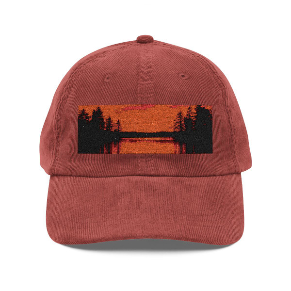Sunset Over Tranquil Lake - Vintage Corduroy Cap (Embroidery)