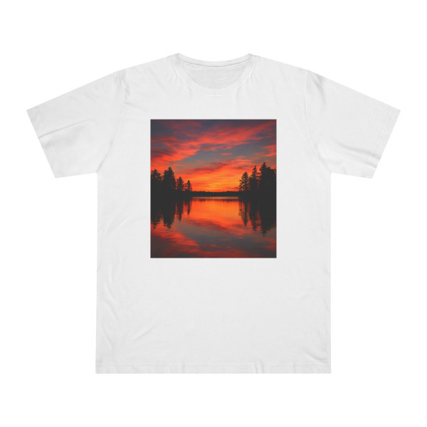 Sunset Over Tranquil Lake - Unisex Deluxe T-shirt 