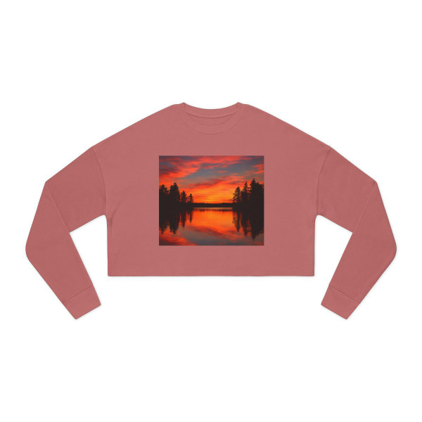 Sunset Over Tranquil Lake - Women's Cropped Sweatshirt
