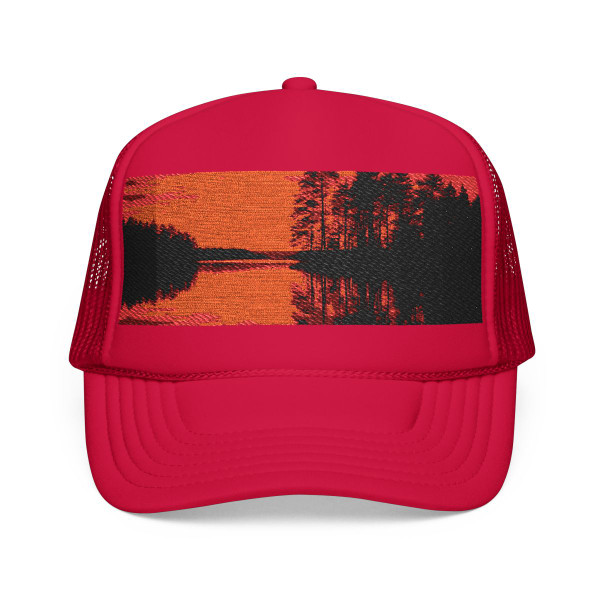 Sunset Over Tranquil Lake - Foam Trucker Hat (Embroidery)