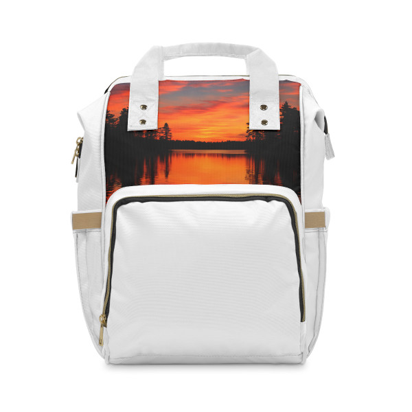 Sunset Over Tranquil Lake - Multifunctional Diaper Backpack