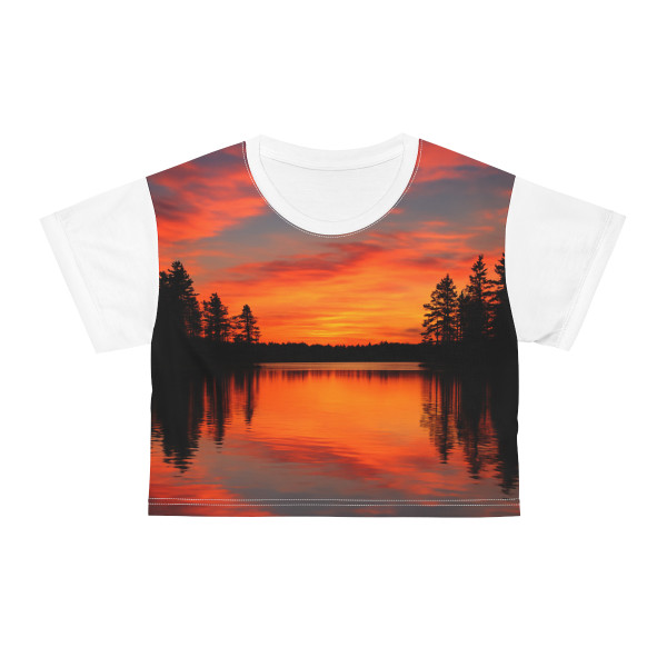Sunset Over Tranquil Lake - Crop Tee (AOP)